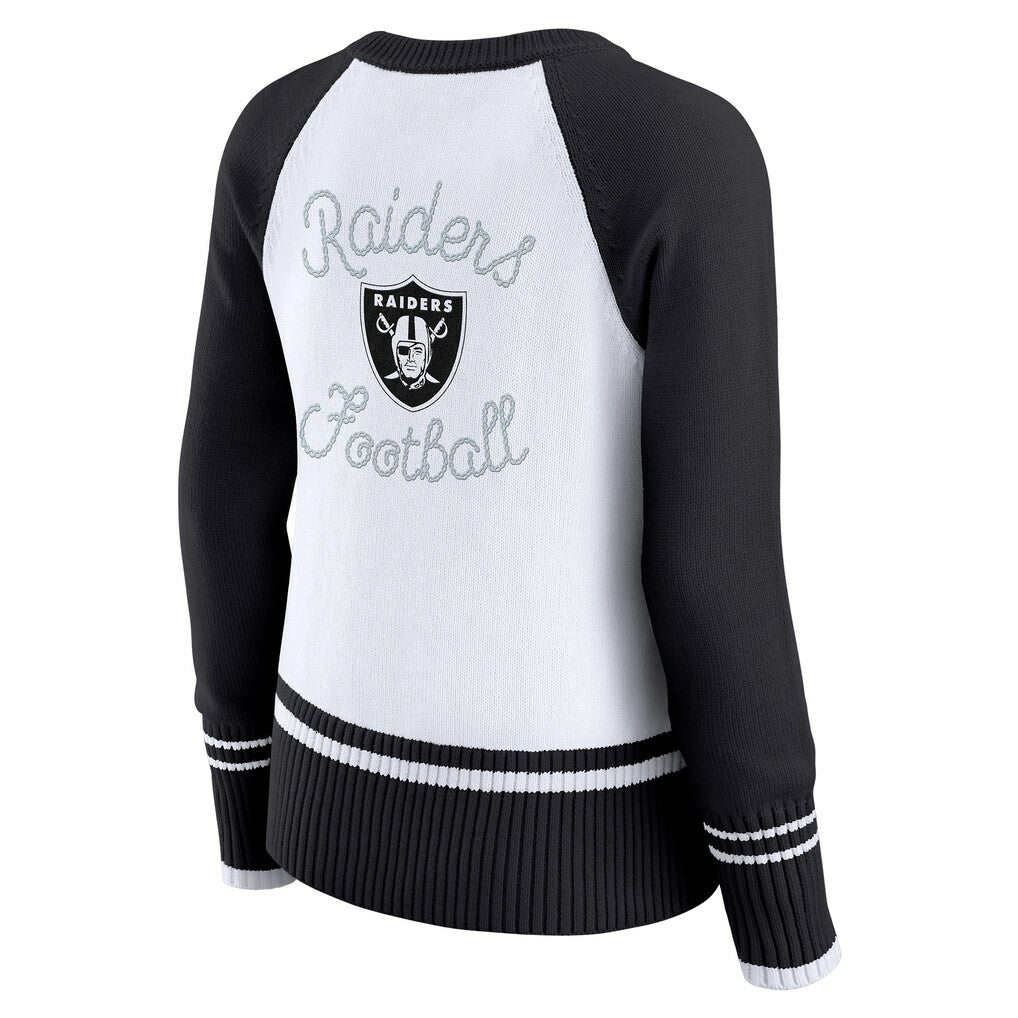 Las Vegas Raiders WEAR by Erin Andrews Women's Colorblock Raglan Sweater - White/Black