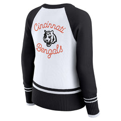 Cincinnati Bengals WEAR by Erin Andrews Women's Colorblock Raglan Sweater - White/Black