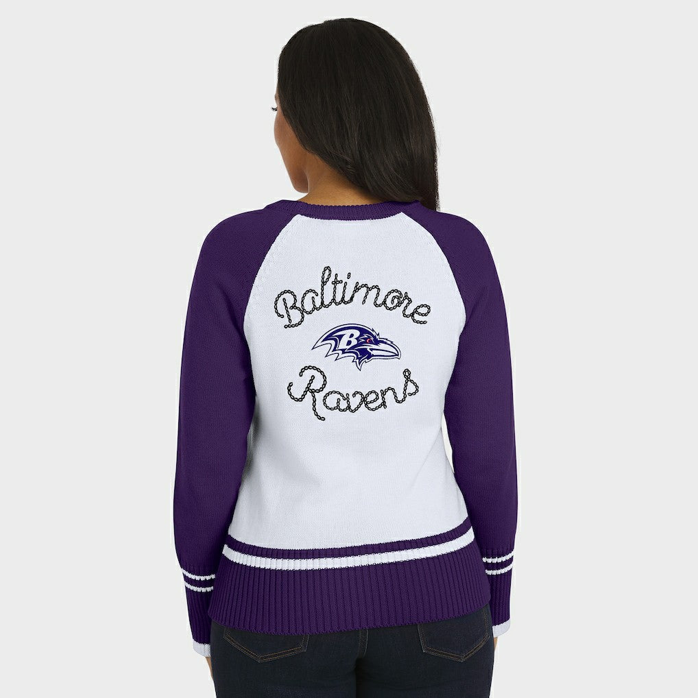 Baltimore Ravens WEAR by Erin Andrews Women's Colorblock Raglan Sweater - White/Purple