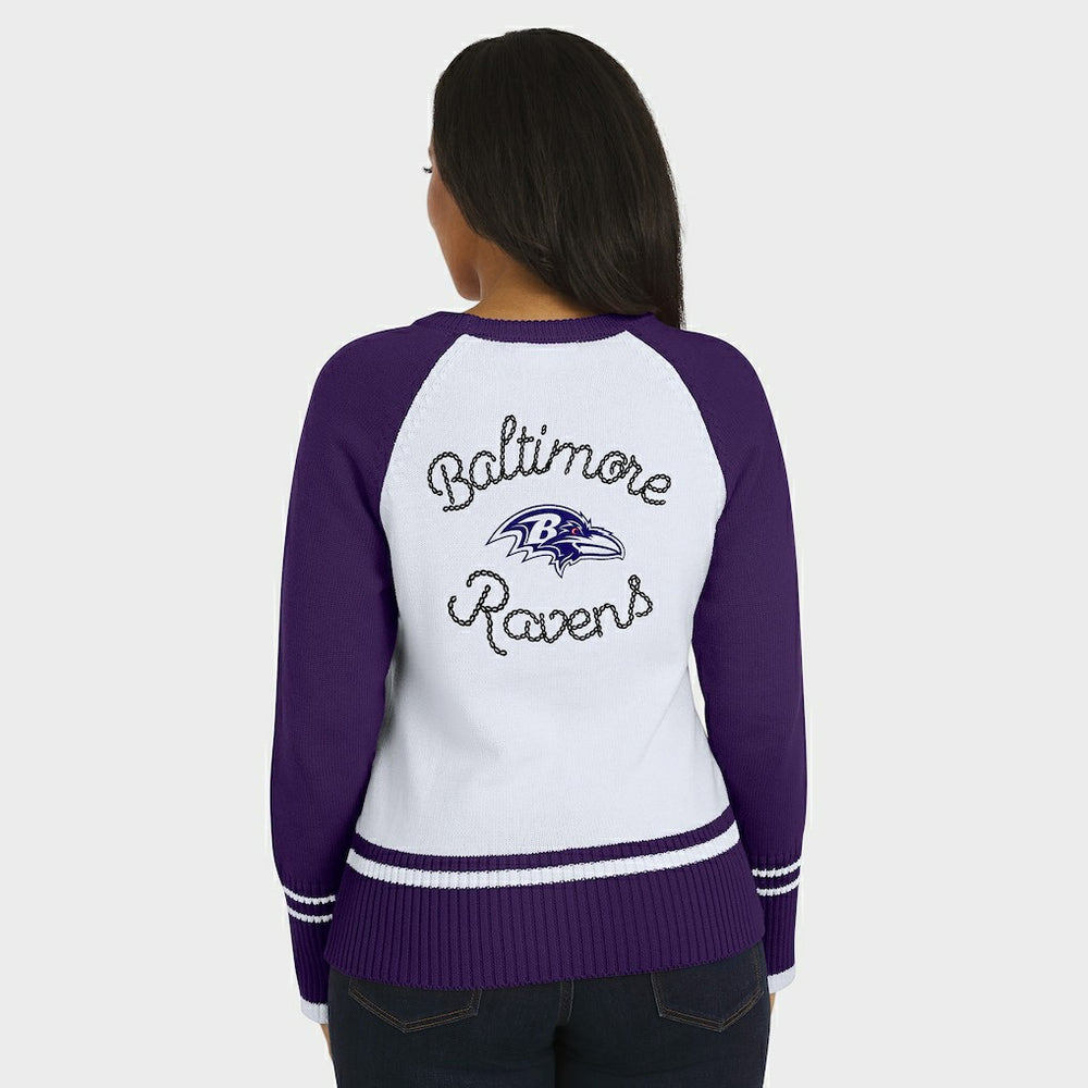 Baltimore Ravens WEAR by Erin Andrews Women's Colorblock Raglan Sweater - White/Purple