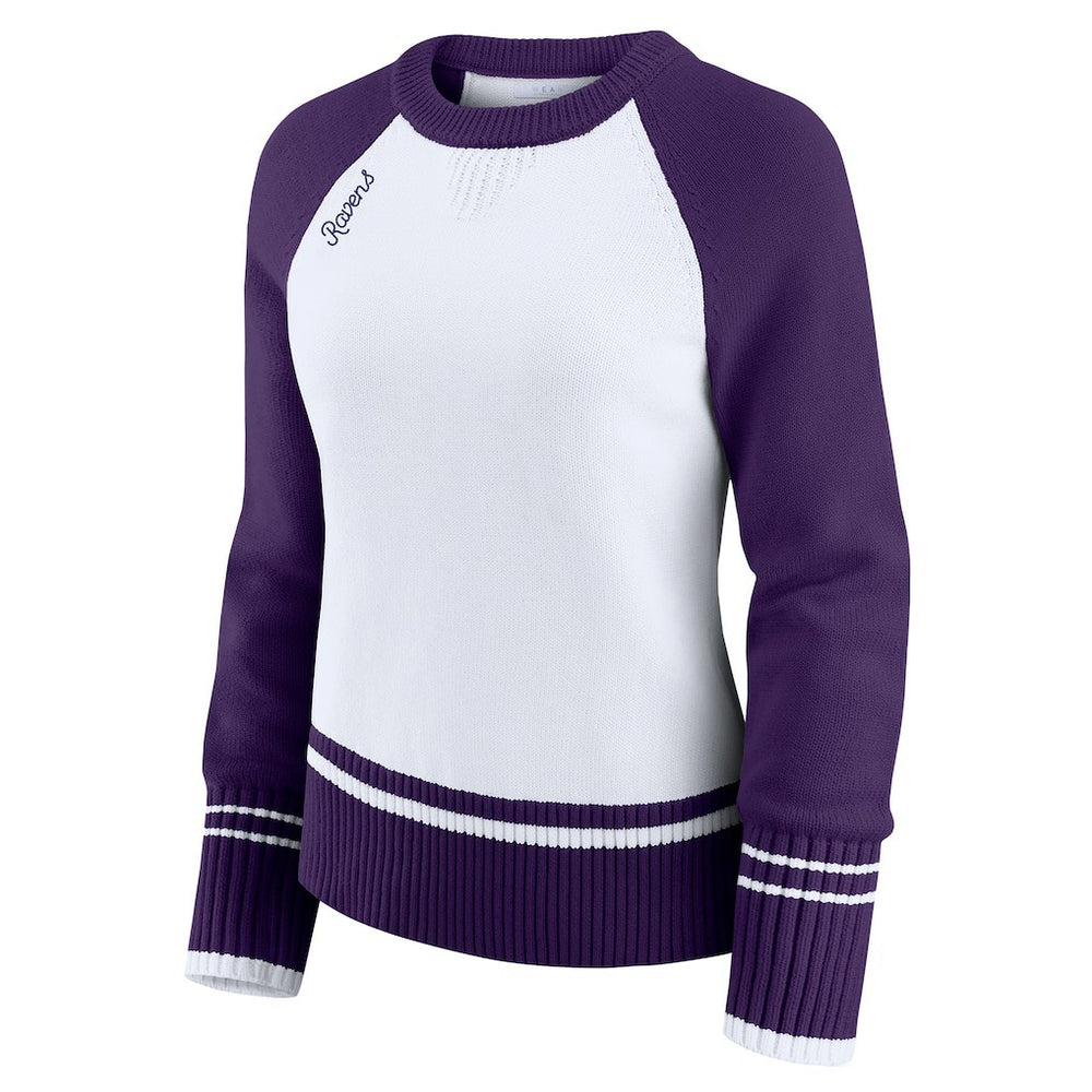 Baltimore Ravens WEAR by Erin Andrews Women's Colorblock Raglan Sweater - White/Purple