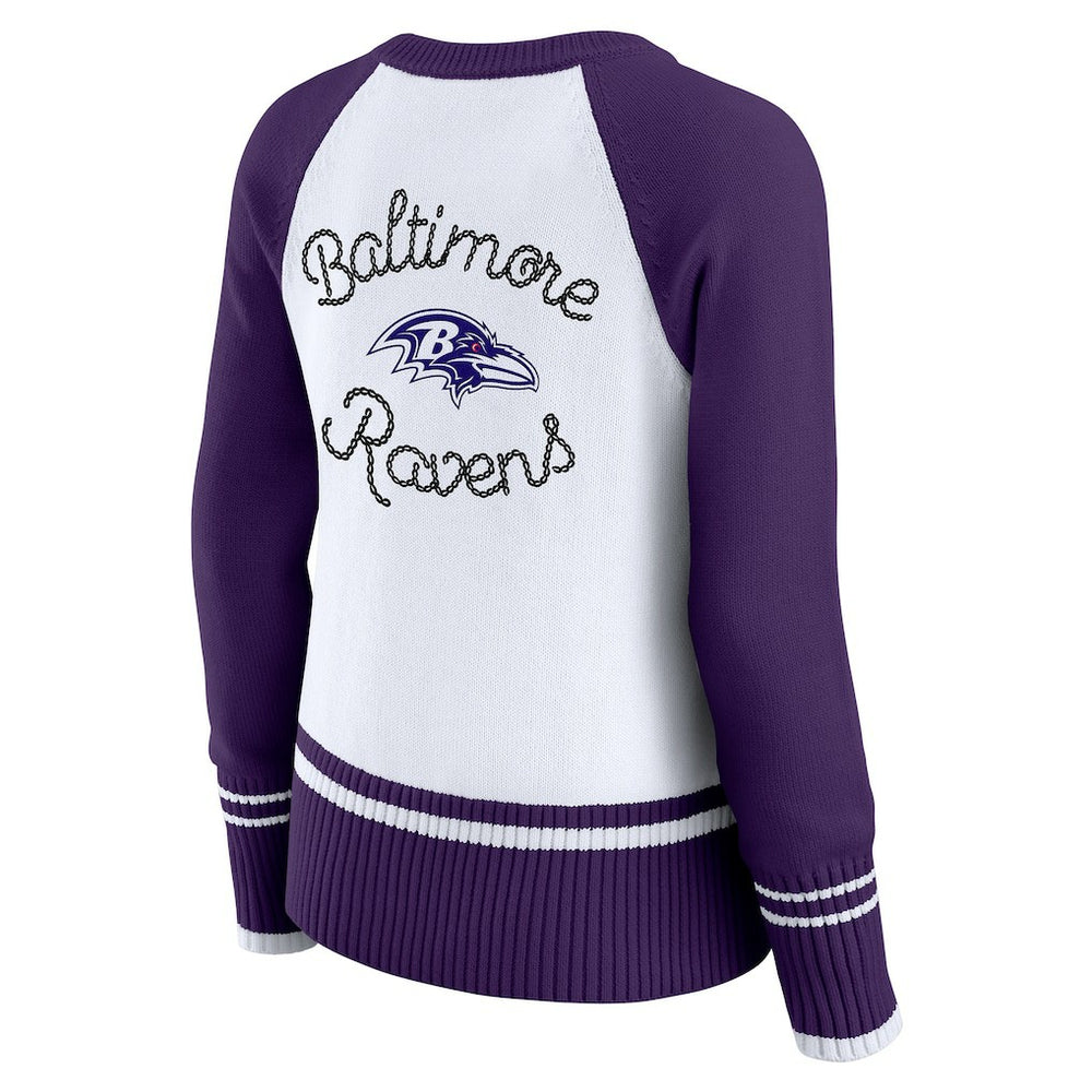 Baltimore Ravens WEAR by Erin Andrews Women's Colorblock Raglan Sweater - White/Purple