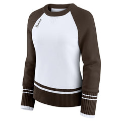 Cleveland Browns WEAR by Erin Andrews Women's Colorblock Raglan Sweater - White/Brown