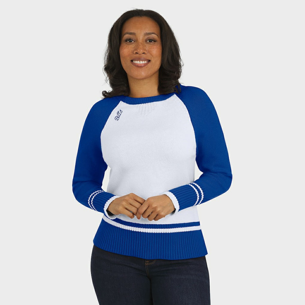Buffalo Bills WEAR by Erin Andrews Women's Colorblock Raglan Sweater - White/Royal