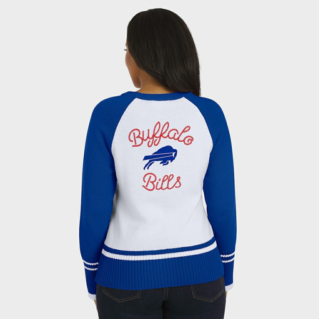 Buffalo Bills WEAR by Erin Andrews Women's Colorblock Raglan Sweater - White/Royal