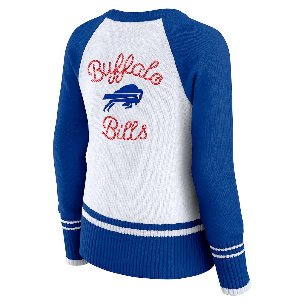 Buffalo Bills WEAR by Erin Andrews Women's Colorblock Raglan Sweater - White/Royal