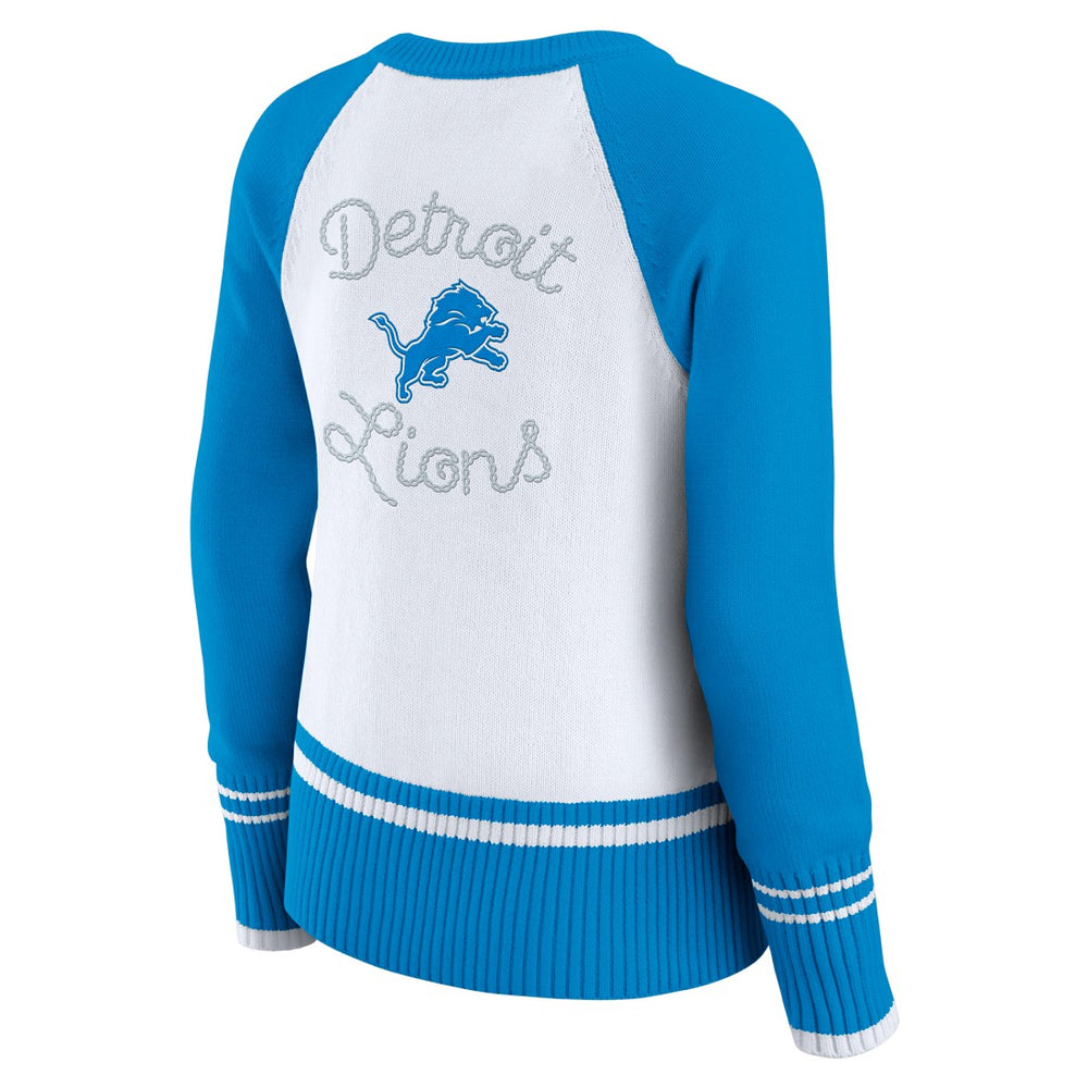 Detroit Lions WEAR by Erin Andrews Women's Colorblock Raglan Sweater - White/Blue