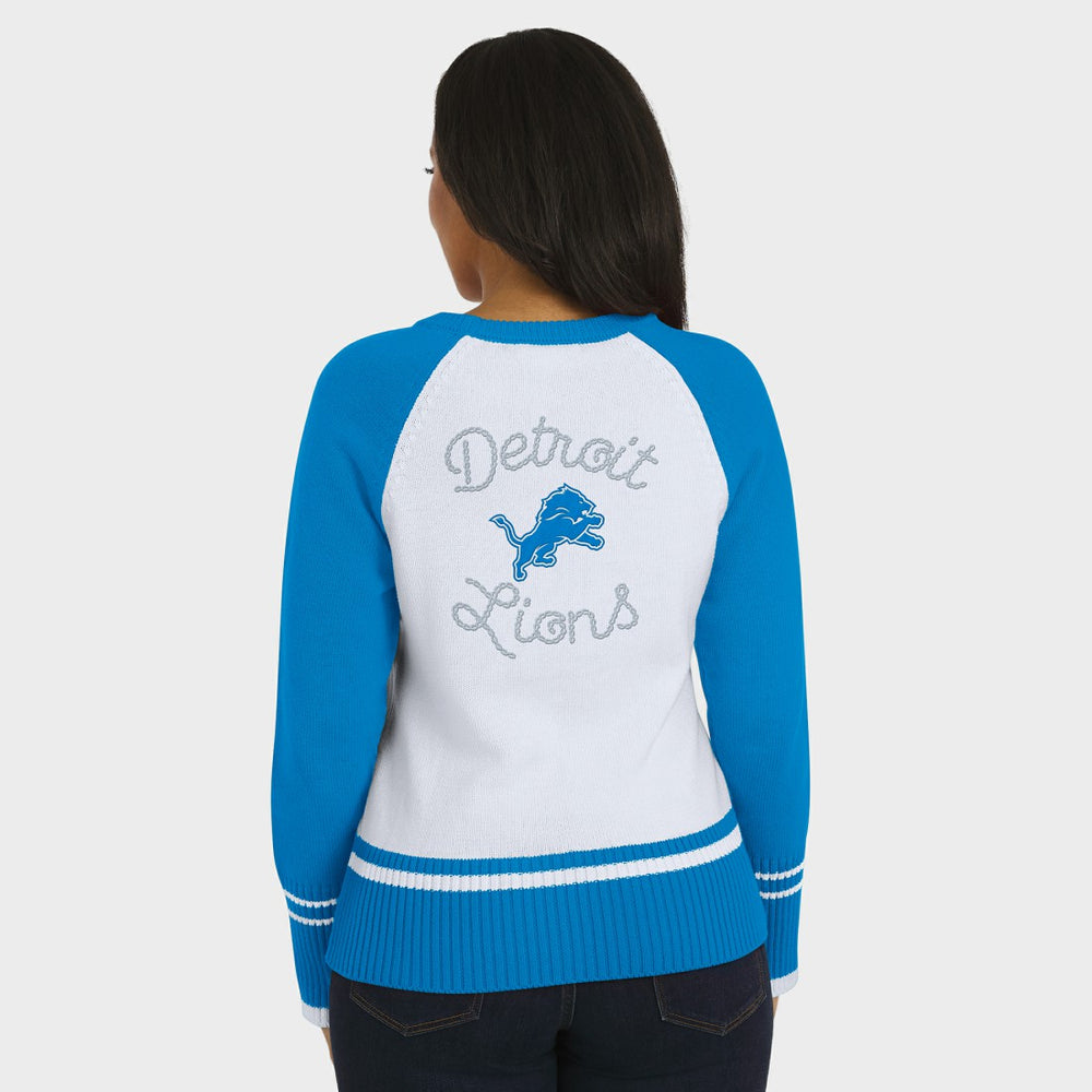 Detroit Lions WEAR by Erin Andrews Women's Colorblock Raglan Sweater - White/Blue
