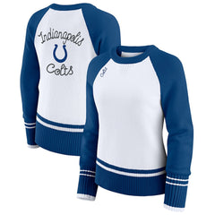 Indianapolis Colts WEAR by Erin Andrews Women's Colorblock Raglan Sweater - White/Royal