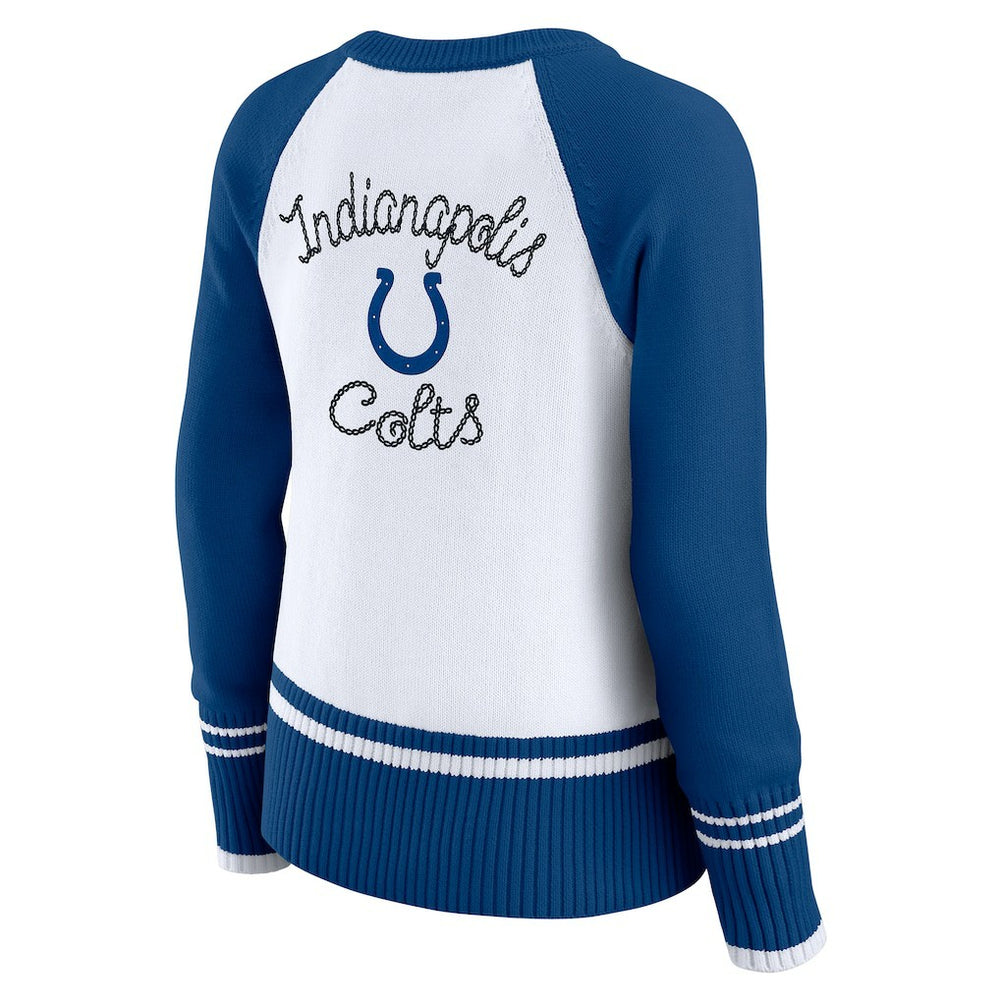 Indianapolis Colts WEAR by Erin Andrews Women's Colorblock Raglan Sweater - White/Royal