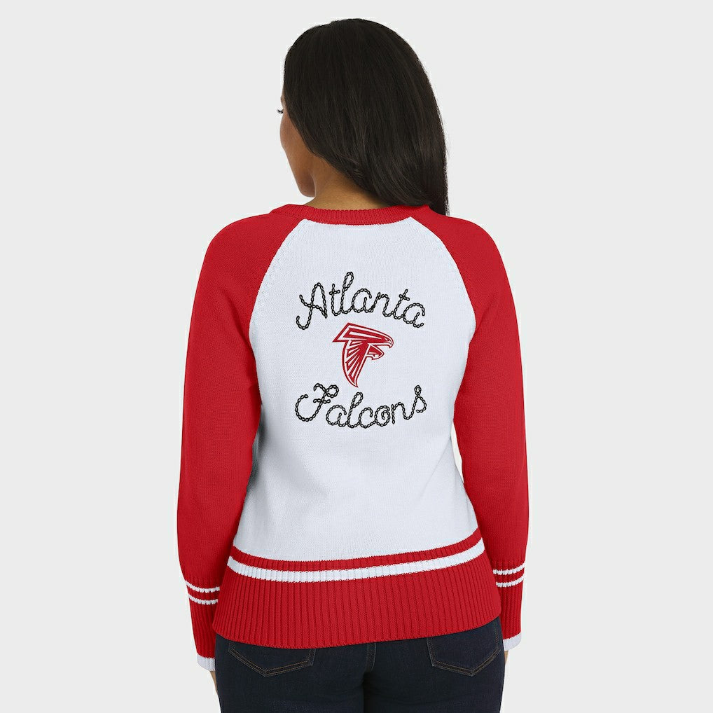 Atlanta Falcons WEAR by Erin Andrews Women's Colorblock Raglan Sweater - White/Red