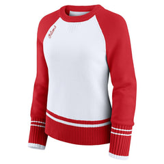 Atlanta Falcons WEAR by Erin Andrews Women's Colorblock Raglan Sweater - White/Red