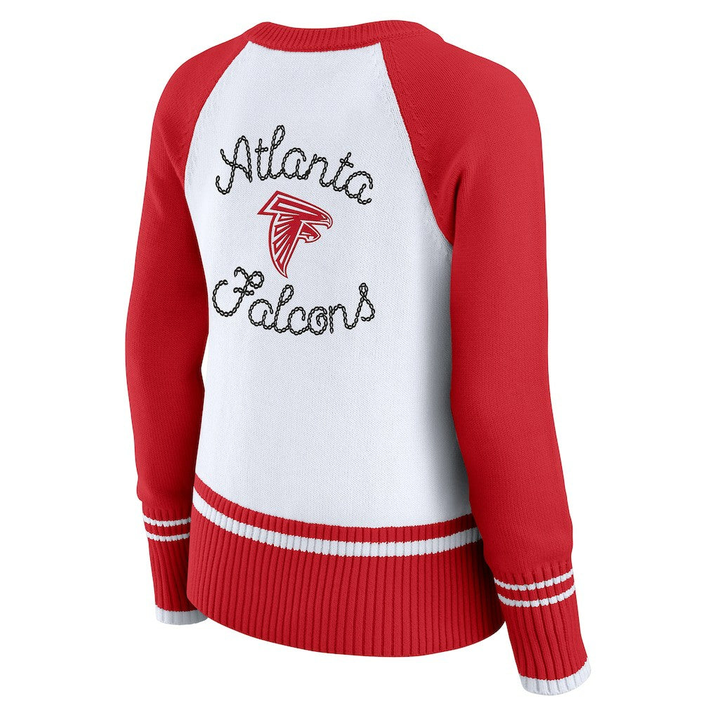 Atlanta Falcons WEAR by Erin Andrews Women's Colorblock Raglan Sweater - White/Red