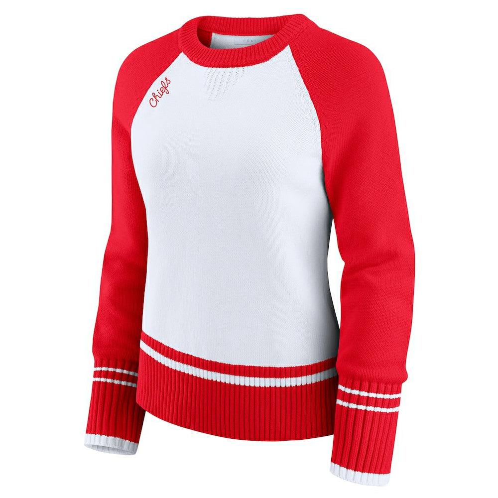 Kansas City Chiefs WEAR by Erin Andrews Women's Colorblock Raglan Sweater - White/Red