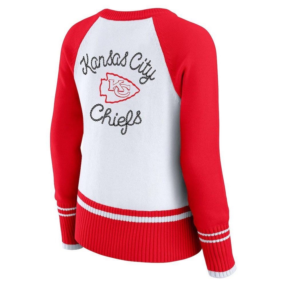 Kansas City Chiefs WEAR by Erin Andrews Women's Colorblock Raglan Sweater - White/Red