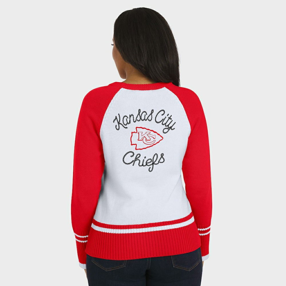 Kansas City Chiefs WEAR by Erin Andrews Women's Colorblock Raglan Sweater - White/Red