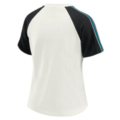 Jacksonville Jaguars WEAR by Erin Andrews Women's Sleeve Stripe Distressed Raglan T-Shirt - White T-shirts