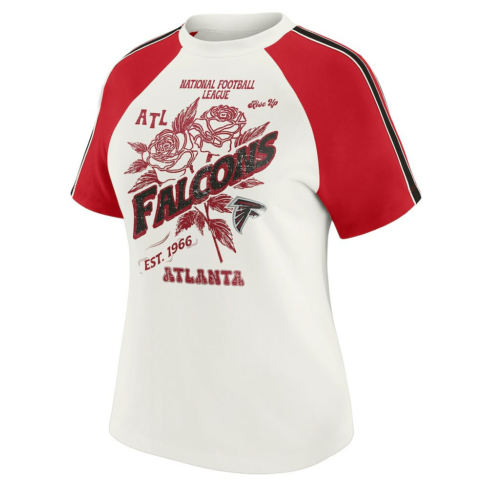 Atlanta Falcons WEAR by Erin Andrews Women's Sleeve Stripe Distressed Raglan T-Shirt - White T-shirts