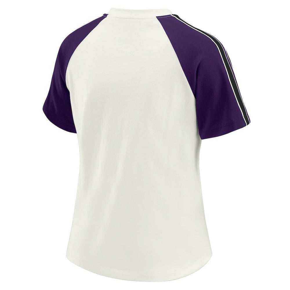 Baltimore Ravens WEAR by Erin Andrews Women's Sleeve Stripe Distressed Raglan T-Shirt - White T-shirts