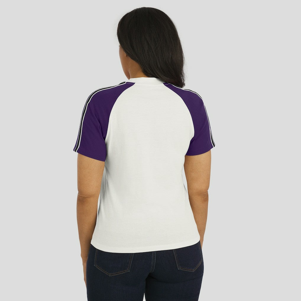 Baltimore Ravens WEAR by Erin Andrews Women's Sleeve Stripe Distressed Raglan T-Shirt - White T-shirts