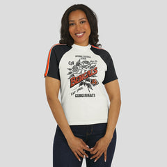 Cincinnati Bengals WEAR by Erin Andrews Women's Sleeve Stripe Distressed Raglan T-Shirt - White T-shirts
