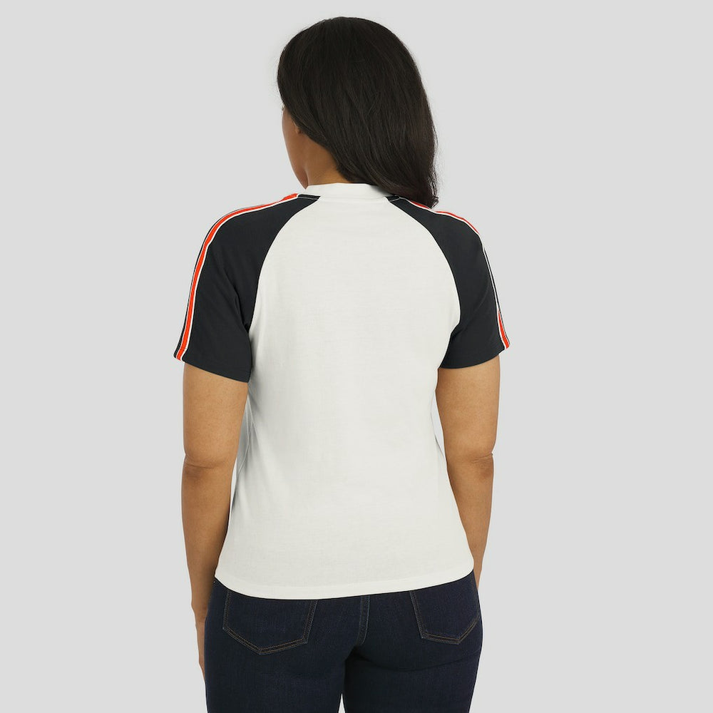 Cincinnati Bengals WEAR by Erin Andrews Women's Sleeve Stripe Distressed Raglan T-Shirt - White T-shirts