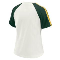 Green Bay Packers WEAR by Erin Andrews Women's Sleeve Stripe Distressed Raglan T-Shirt - White T-shirts
