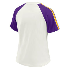 Minnesota Vikings WEAR by Erin Andrews Women's Sleeve Stripe Distressed Raglan T-Shirt - White T-shirts