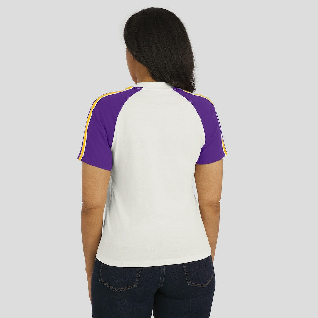Minnesota Vikings WEAR by Erin Andrews Women's Sleeve Stripe Distressed Raglan T-Shirt - White T-shirts