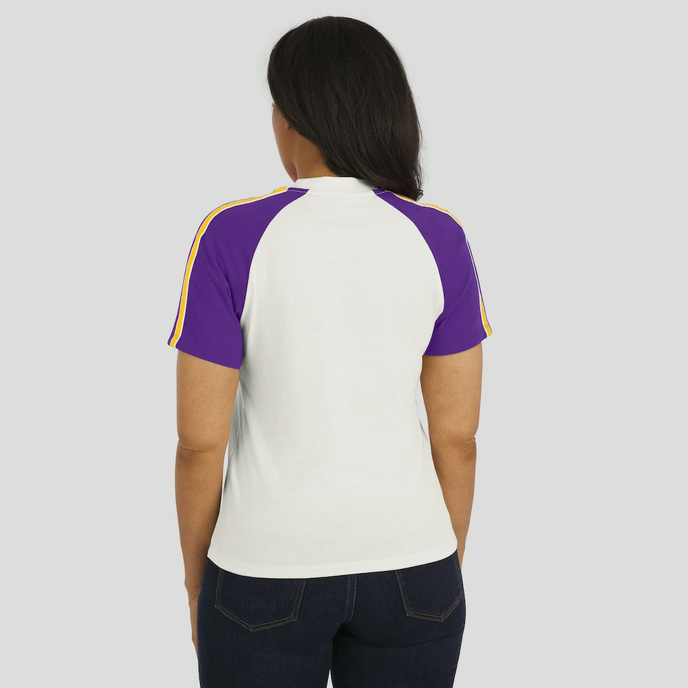 Minnesota Vikings WEAR by Erin Andrews Women's Sleeve Stripe Distressed Raglan T-Shirt - White T-shirts