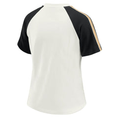 New Orleans Saints WEAR by Erin Andrews Women's Sleeve Stripe Distressed Raglan T-Shirt - White T-shirts