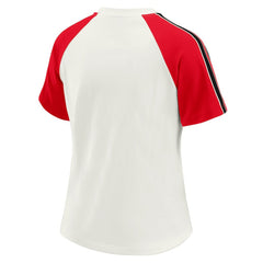 Kansas City Chiefs WEAR by Erin Andrews Women's Sleeve Stripe Distressed Raglan T-Shirt - White T-shirts