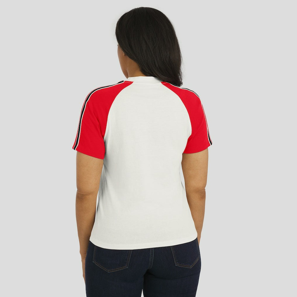 Kansas City Chiefs WEAR by Erin Andrews Women's Sleeve Stripe Distressed Raglan T-Shirt - White T-shirts