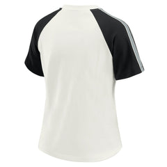 Las Vegas Raiders WEAR by Erin Andrews Women's Sleeve Stripe Distressed Raglan T-Shirt - White T-shirts