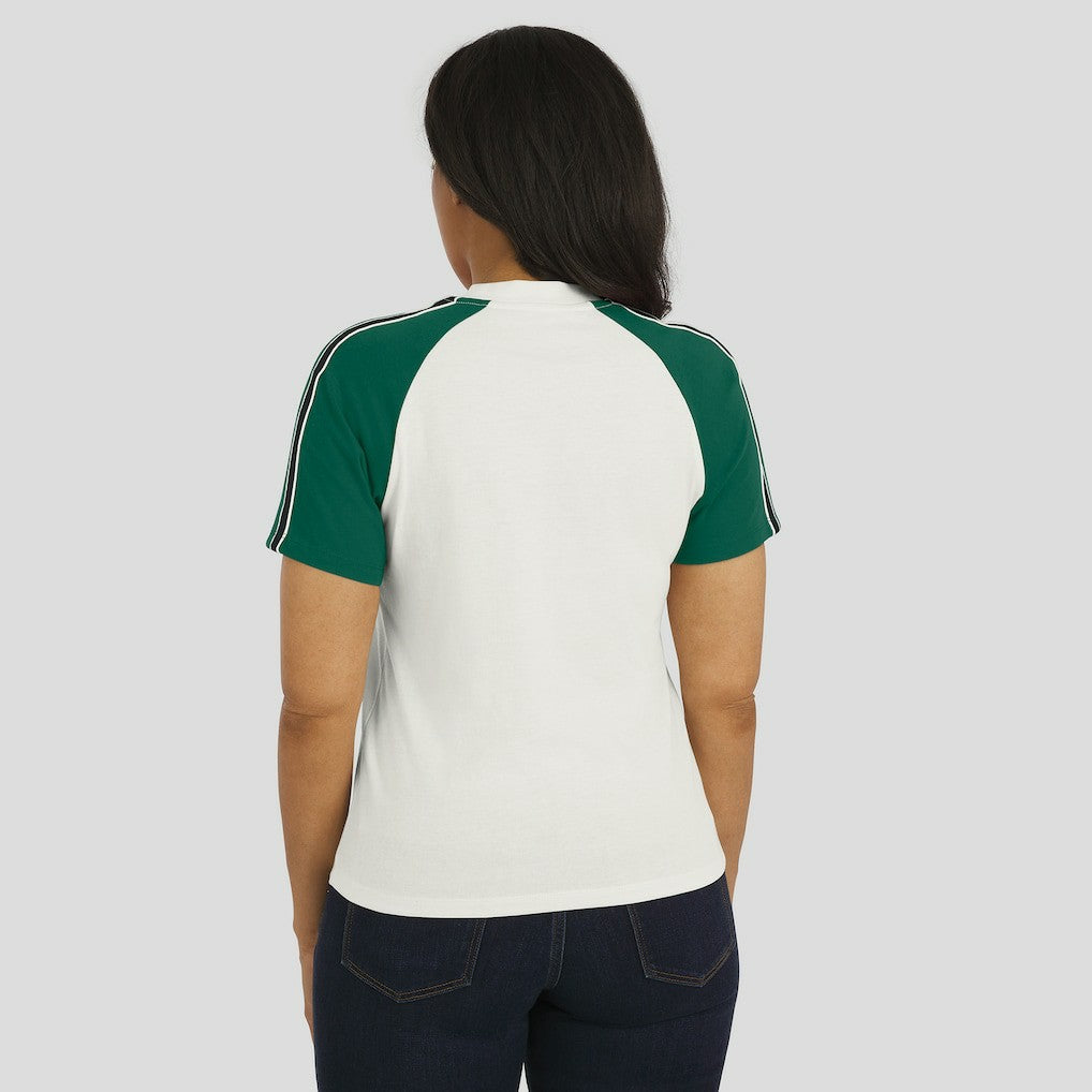 New York Jets WEAR by Erin Andrews Women's Sleeve Stripe Distressed Raglan T-Shirt - White T-shirts