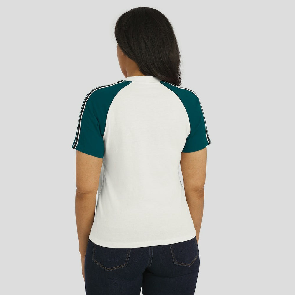 Philadelphia Eagles WEAR by Erin Andrews Women's Sleeve Stripe Distressed Raglan T-Shirt - White T-shirts