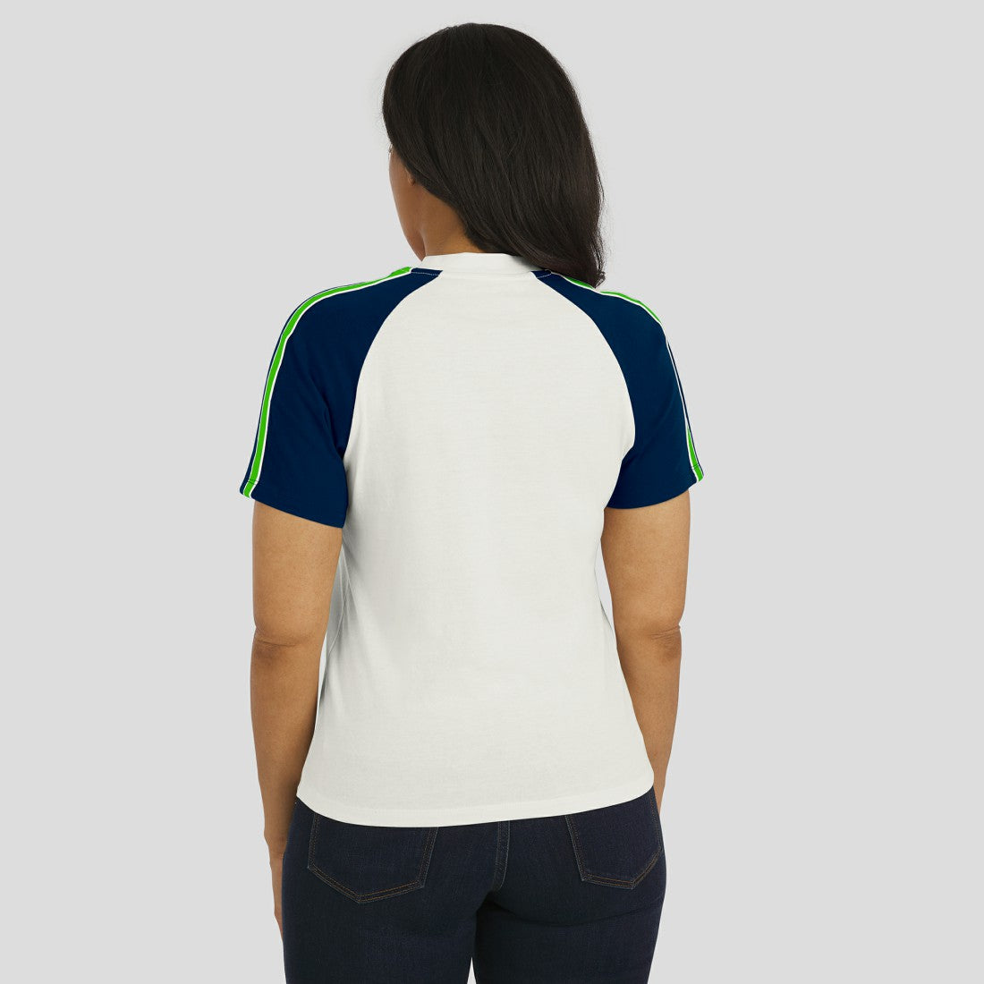 Seattle Seahawks WEAR by Erin Andrews Women's Sleeve Stripe Distressed Raglan T-Shirt - White T-shirts