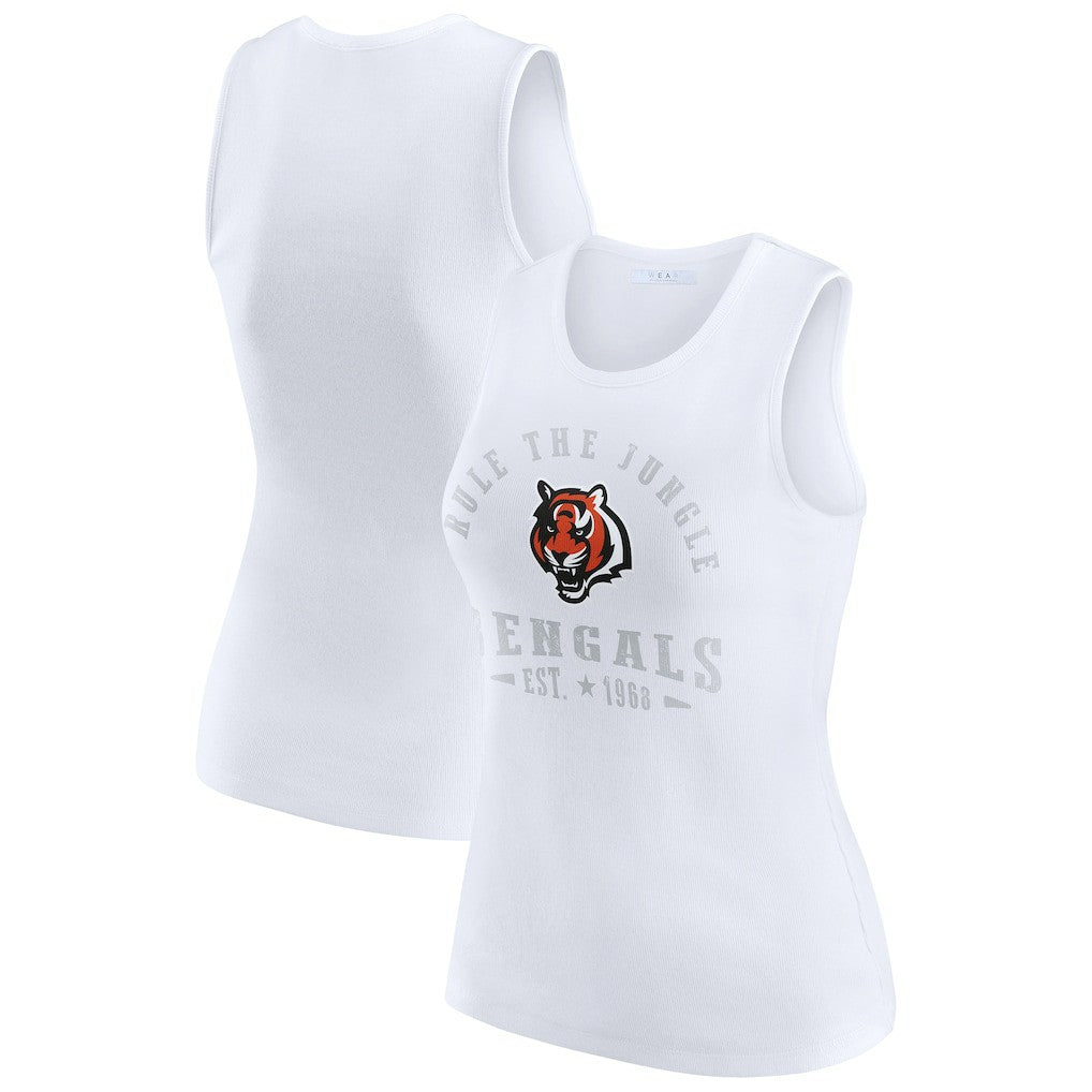 Cincinnati Bengals WEAR by Erin Andrews Women's Ribbed Graphic Tank Top - White Tops