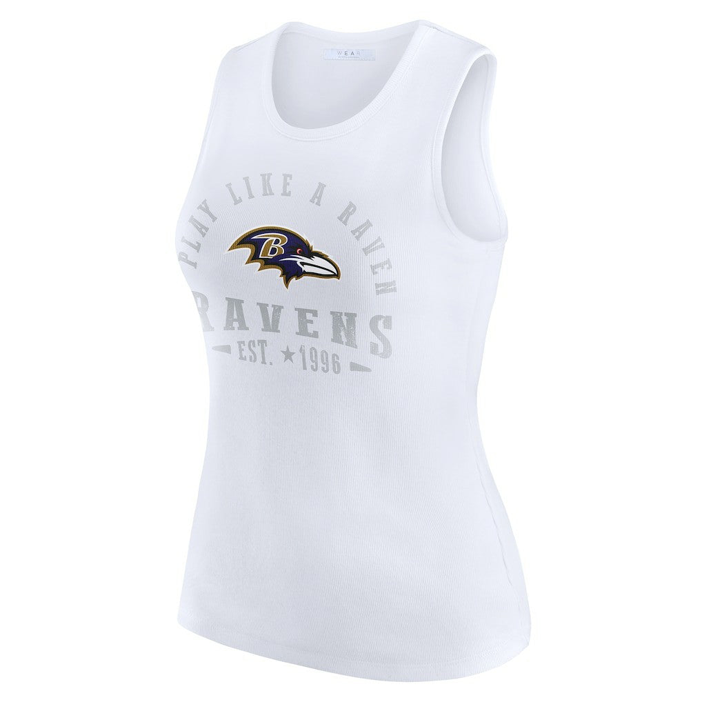 Baltimore Ravens WEAR by Erin Andrews Women's Ribbed Graphic Tank Top - White Tops