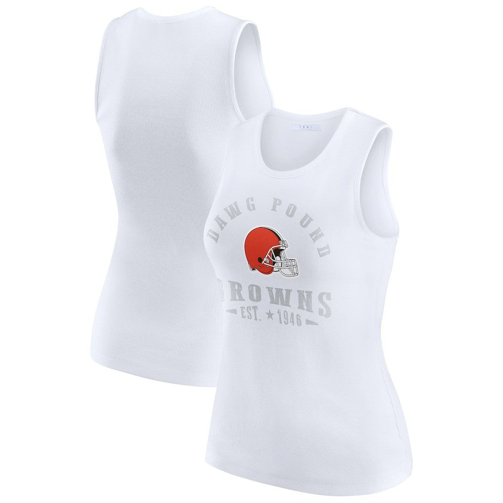 Cleveland Browns WEAR by Erin Andrews Women's Ribbed Graphic Tank Top - White Tops