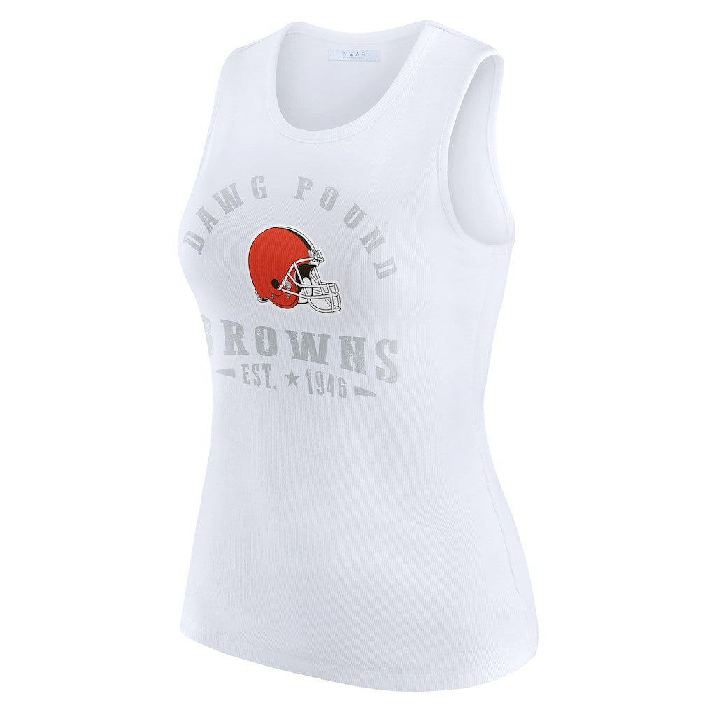 Cleveland Browns WEAR by Erin Andrews Women's Ribbed Graphic Tank Top - White Tops