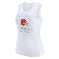 Cleveland Browns WEAR by Erin Andrews Women's Ribbed Graphic Tank Top - White Tops