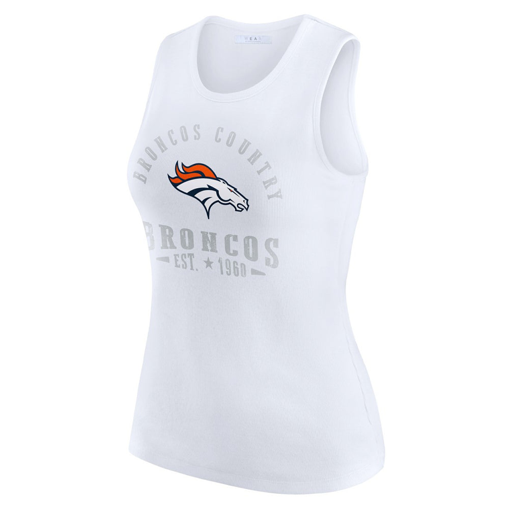 Denver Broncos WEAR by Erin Andrews Women's Ribbed Graphic Tank Top - White Tops