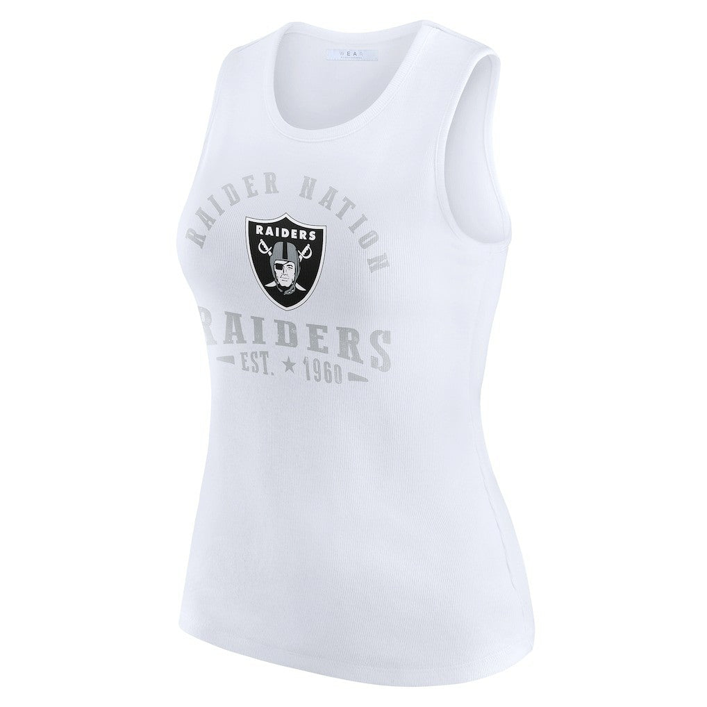 Las Vegas Raiders WEAR by Erin Andrews Women's Ribbed Graphic Tank Top - White Tops