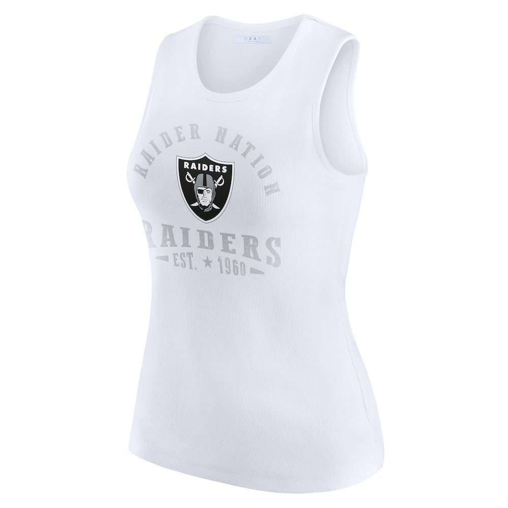 Las Vegas Raiders WEAR by Erin Andrews Women's Ribbed Graphic Tank Top - White Tops