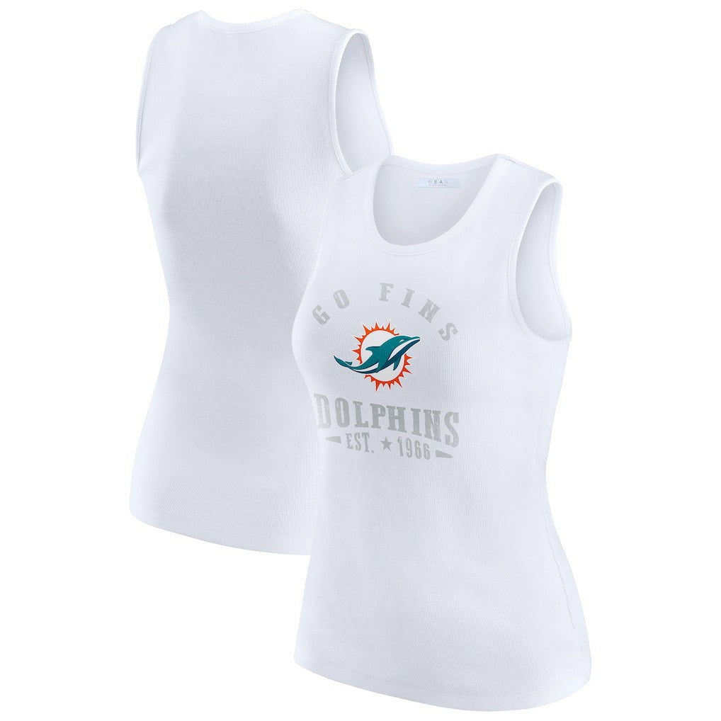 Miami Dolphins WEAR by Erin Andrews Women's Ribbed Graphic Tank Top - White Tops