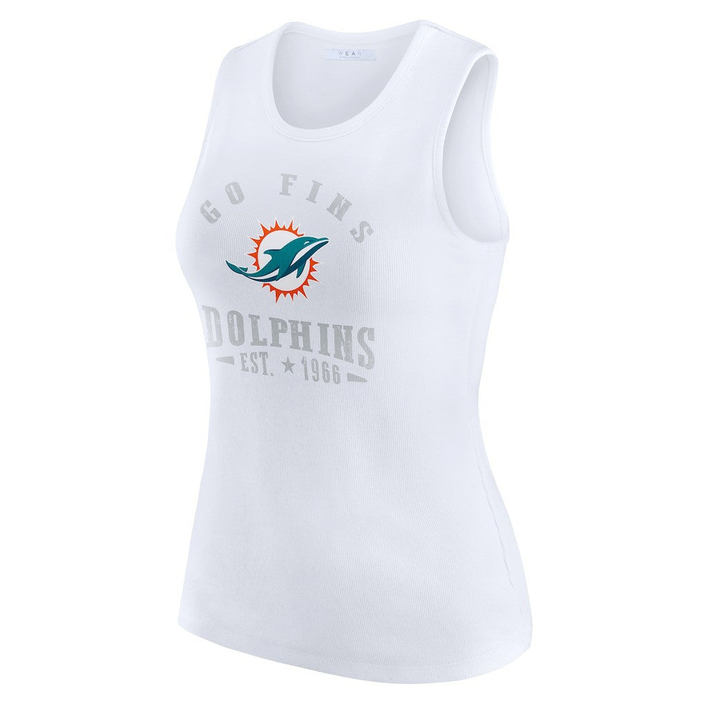 Miami Dolphins WEAR by Erin Andrews Women's Ribbed Graphic Tank Top - White Tops