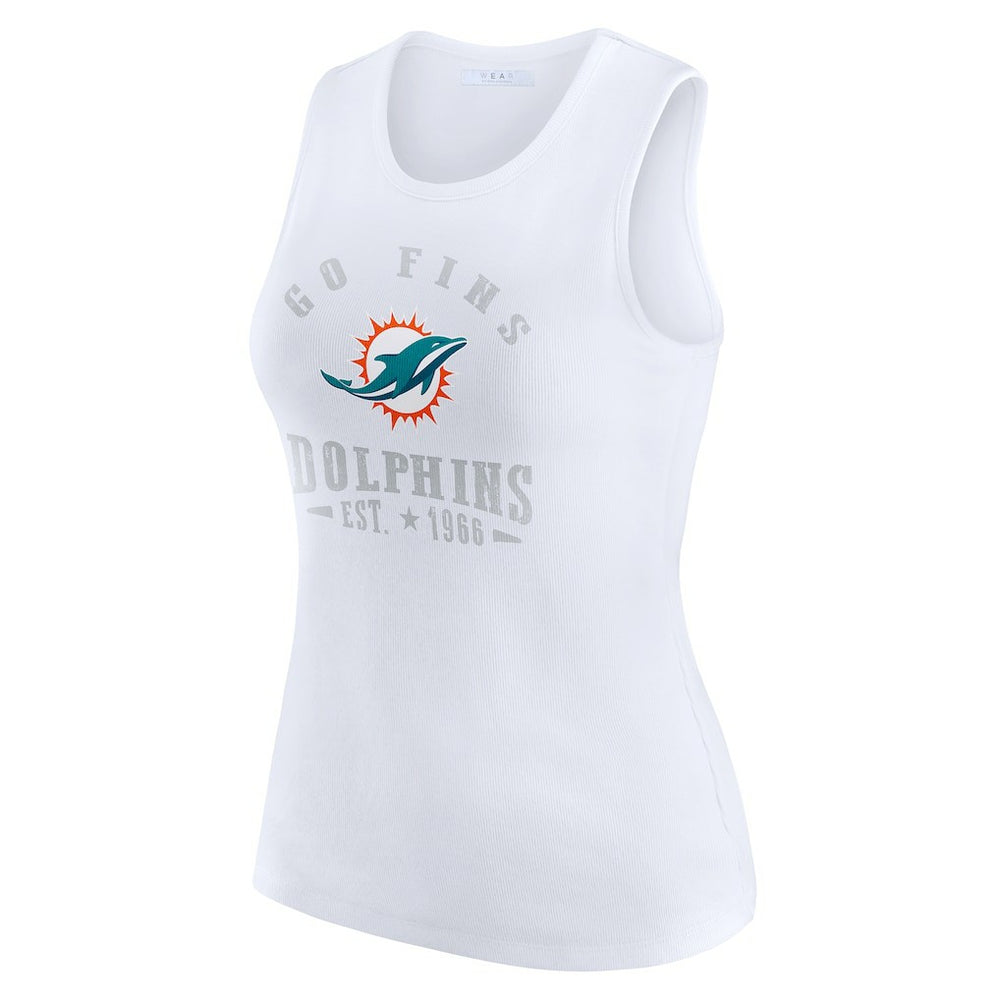 Miami Dolphins WEAR by Erin Andrews Women's Ribbed Graphic Tank Top - White Tops