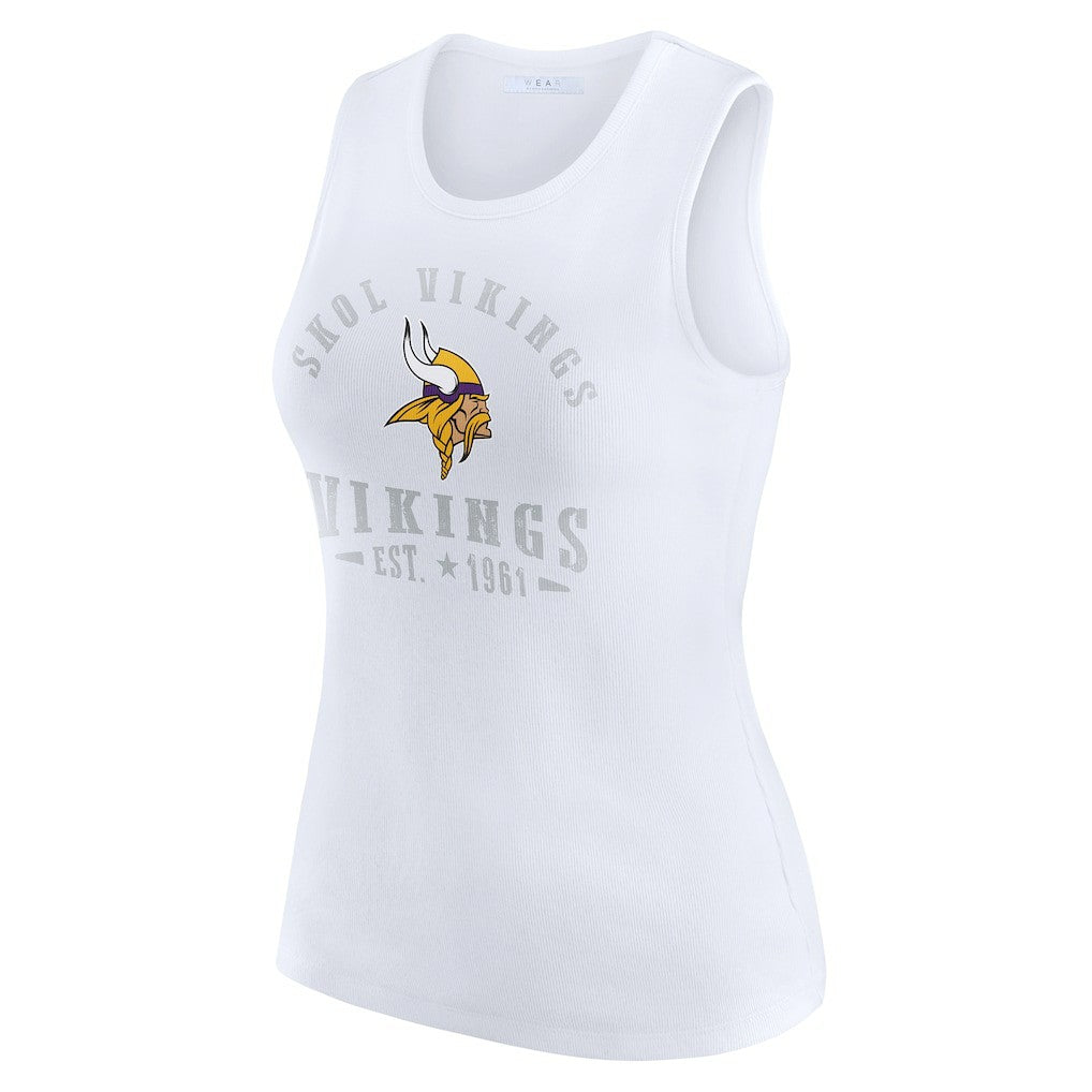 Minnesota Vikings WEAR by Erin Andrews Women's Ribbed Graphic Tank Top - White Tops