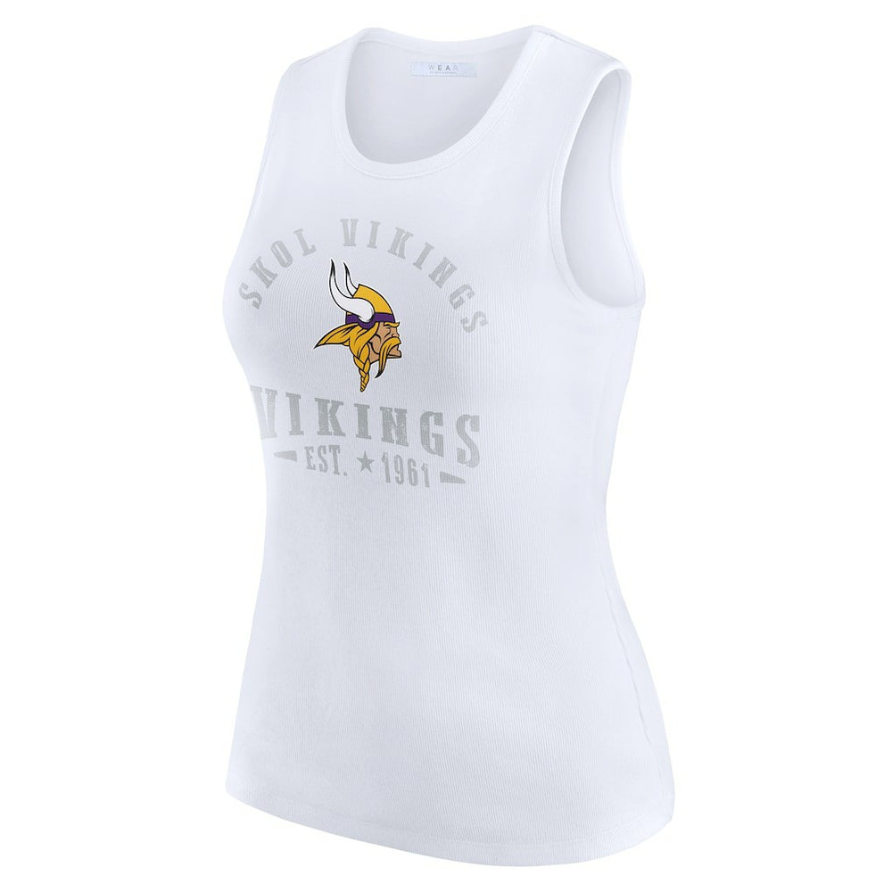 Minnesota Vikings WEAR by Erin Andrews Women's Ribbed Graphic Tank Top - White Tops